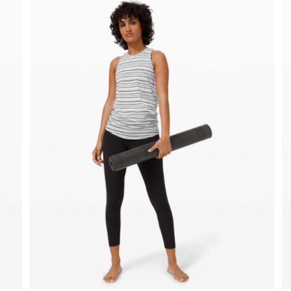 Lululemon All Tied Up Tank Cut Back Stripe White Black - Picture 2 of 7